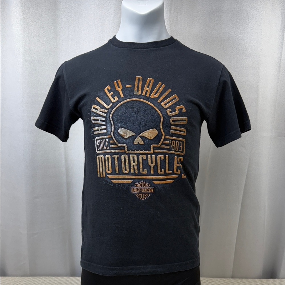 Harley-Davidson Black Tee with Skull & Winston-Salem NC Graphic- Small